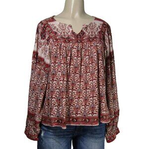 PEASANT Zoe Boho Festival Gypsy Floral Ethnic India Gauze Fairy Baby Doll Top M